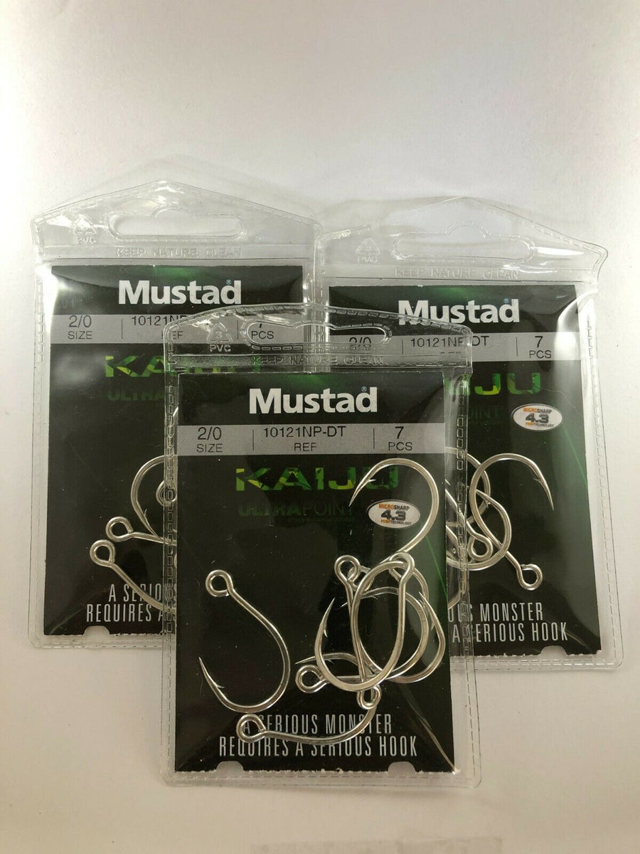 1 Packet of Mustad 10121NPDT Kaiju In-Line Single Fishing Hooks