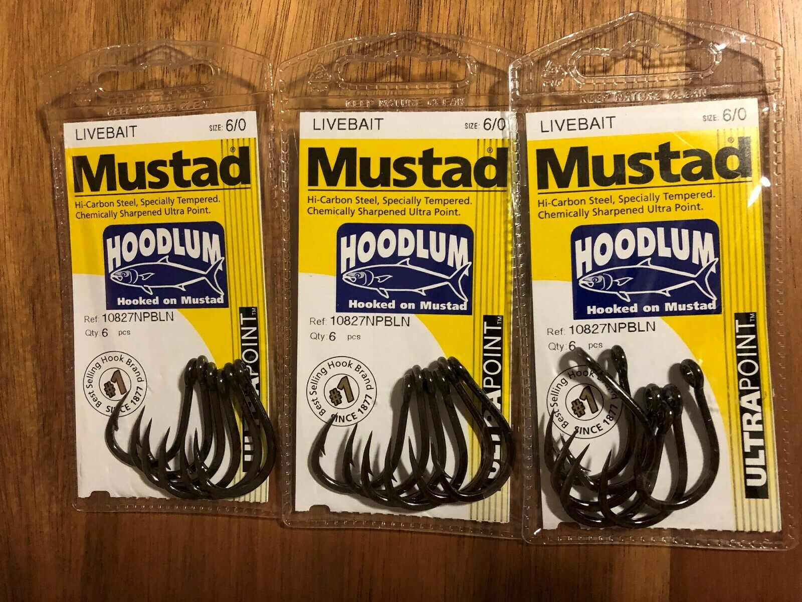  Mustad Ultra-Point 5X Strong 10814NP-BN Hoodlum Live Bait Hook  (4/0 (6 Hooks)) : Sports & Outdoors